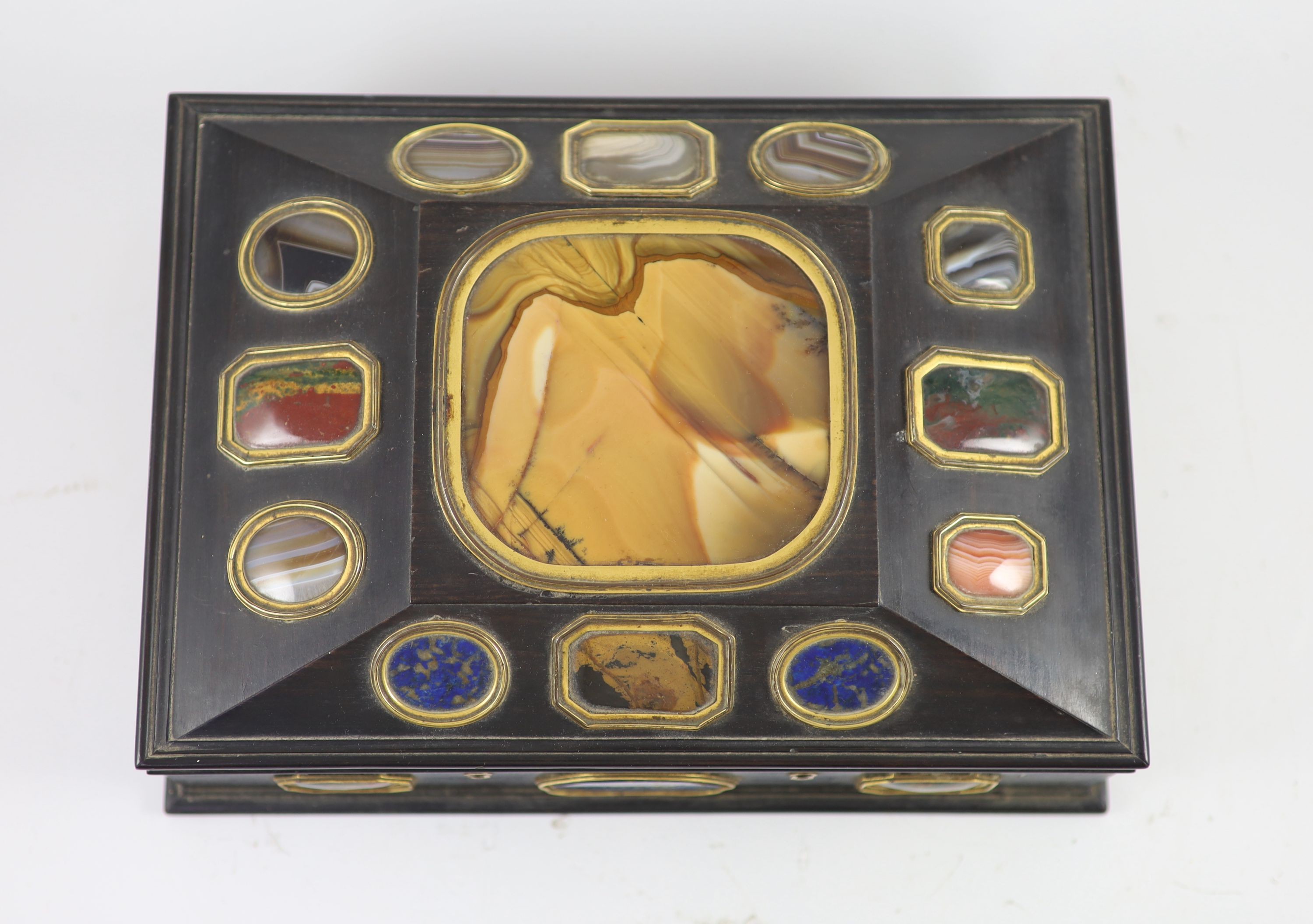 A late George III Grand Tour Souvenir ebony work box width 29cm depth 21cm height 11cm